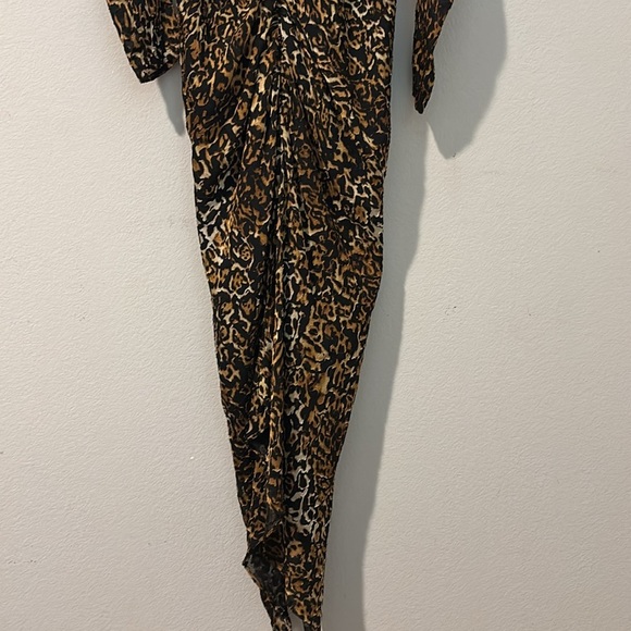 Ronny Kobo Anthropologie Astrid Sm Leopard Print Brown Black Ruched Sheath Midi - Picture 10 of 16